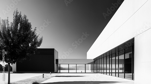 abstract modern architecture monotone in black and white