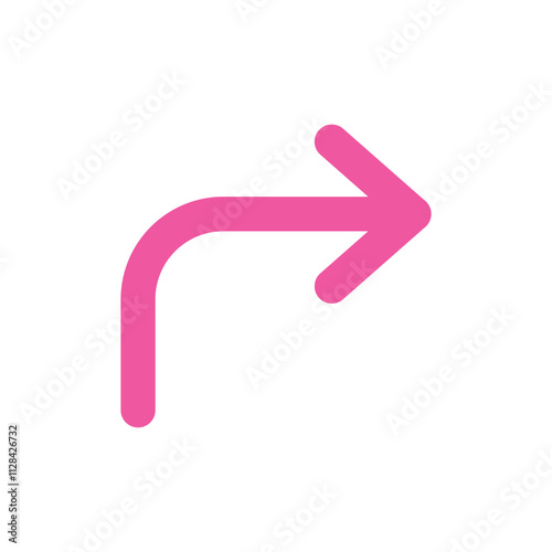 A Pink Arrow Turns Right Indicating Direction