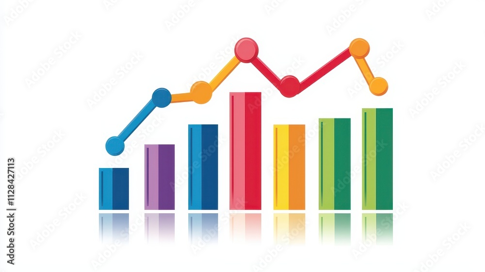 Vibrant and Colorful Bar Chart with Line Graph Illustrating Data Trends and Growth in a Professional and Modern Design for Business Presentations Vibrant and Colorful Bar Chart with Line Graph Illustrating Data Trends and Growth in a Professional and Modern Design for Business Presentations
