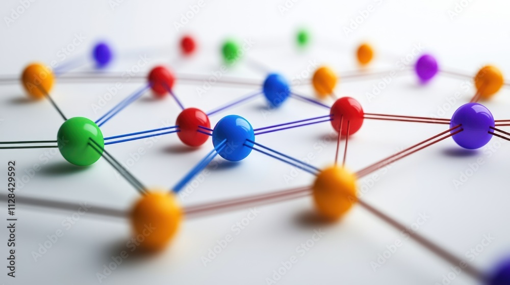 Obraz premium Colorful Network: Abstract Representation of Connections and Interconnectivity
