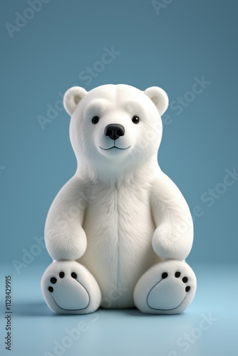 arafed white teddy bear sitting on a blue surface