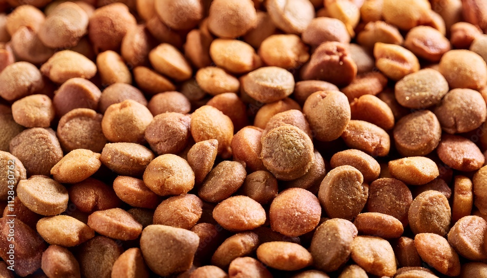 A collection of colorful dry pet food in various shapes, showcasing a range of shades and textures, ideal for use in feeding pets such as dogs or cats. Background A collection of colorful dry pet food in various shapes, showcasing a range of shades and textures, ideal for use in feeding pets such as dogs or cats. Background