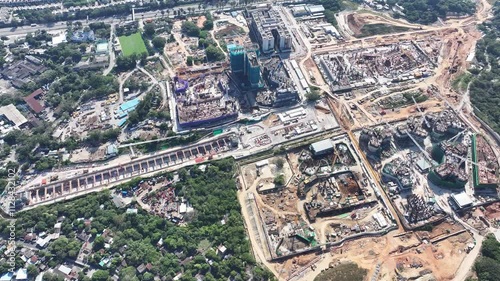 Skyview of Hong Kong Kwu Tung North New Development Area showcasing land development for housing and commerce near Lok Ma Chau San Tin  Shenzhen Special Economic Zone within the Northern Metropolis photo