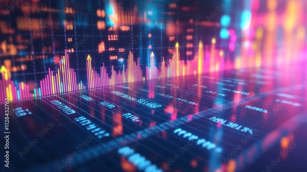 Vibrant Financial Data Visualization: Upward Trending Market Vibrant Financial Data Visualization: Upward Trending Market