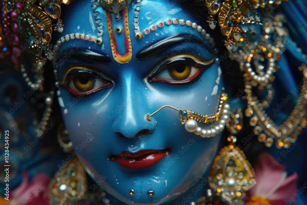 close up horizontal image of lord krishna close up horizontal image of lord krishna