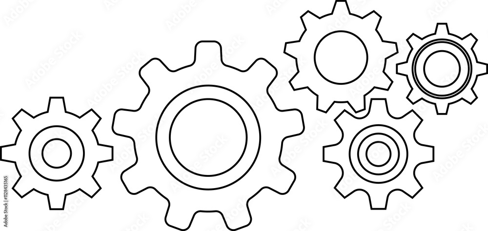 Gear icon. Cogwheel different shape. Gear wheel isolated on white background. illustration Gear icon. Cogwheel different shape. Gear wheel isolated on white background. illustration