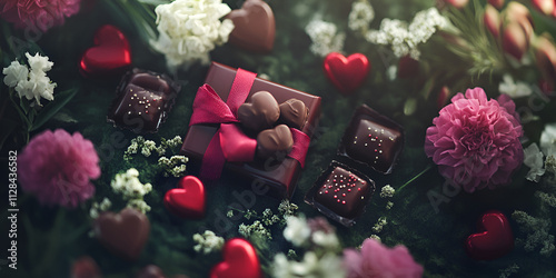 Valentine's Day Chocolates with Heart Decorations