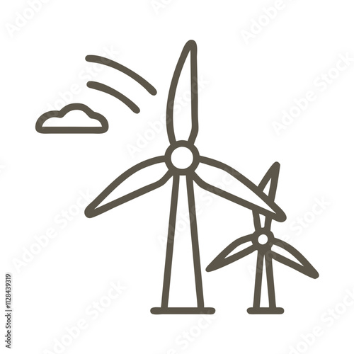 Wind turbine farm icon, eco-friendly, renewable energy concept, vector illustration, minimal style