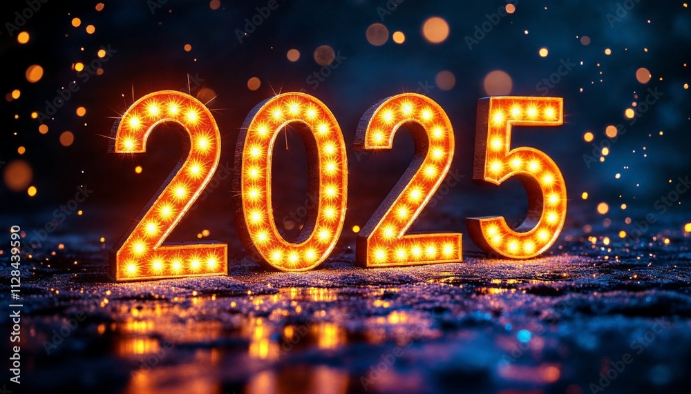 2025 New Year Celebration Neon Sign Illustration Design 2025 New Year Celebration Neon Sign Illustration Design