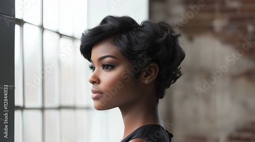 Shag haircut for an African-American woman with short hair	 photo