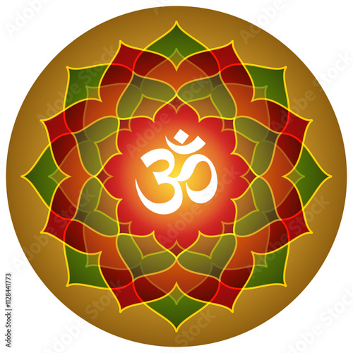 Lotus Om Design, Editable Vector Design of Hindu OM Symbol, Lotus, OM, Lord Shiva, Hindu God, Yoga Symbol, Chanting, Spiritual, Hinduism