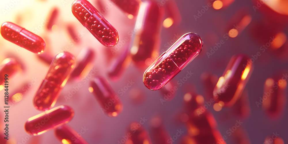 Floating Capsules in Abstract Light Background Floating Capsules in Abstract Light Background