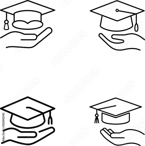  a hand gently holding a graduation cap set