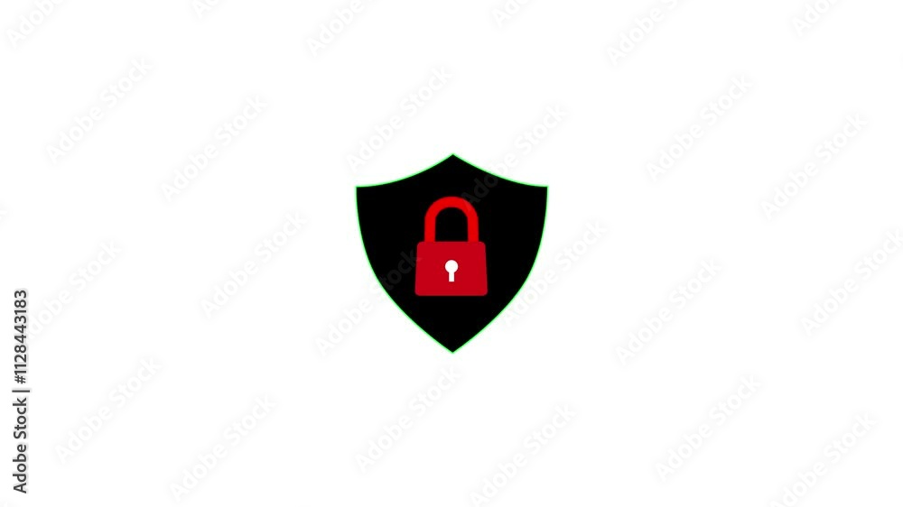 security icon with shield and lock sign animation. security icon with shield and lock sign animation.