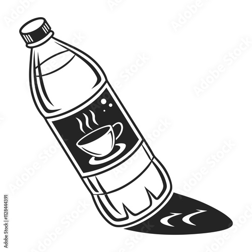 A vector illustration shows an isolated green glass bottle, possibly for wine or another liquid beverage, a celebration drink with a cork