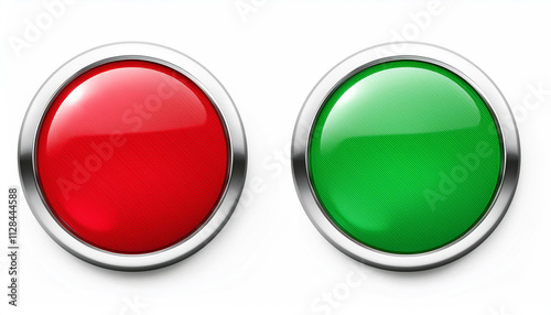 Free Download Red and green shiny 3d buttons. Round glass web icons with chrome frame. - GFXLoad