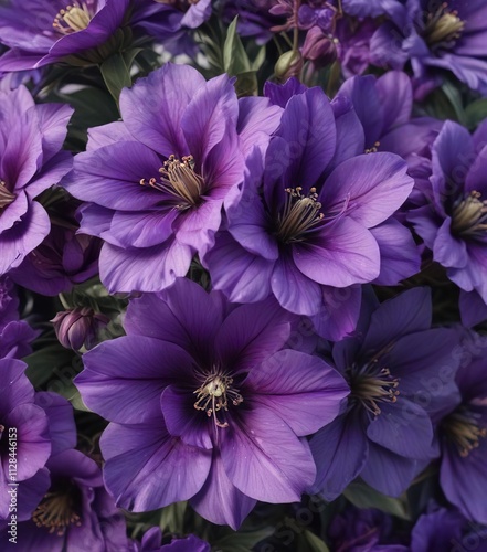 intricate details of large purple flowers with velvety soft petals, nature study, scientific observation