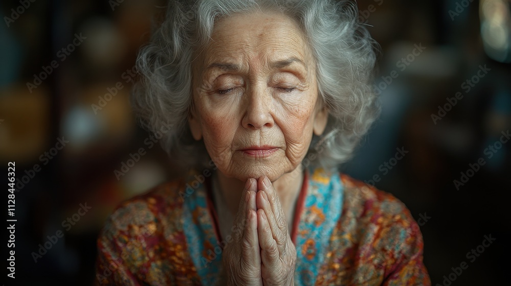 elderly woman in prayer portrait of a senior woman praying in her home elderly woman in prayer portrait of a senior woman praying in her home