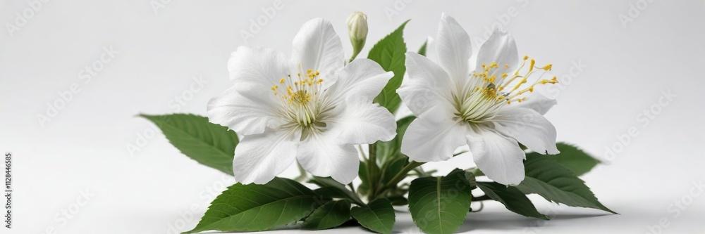 Fototapeta premium Isolated white bhringraj flower on white background, natural remedy, indigenous plant