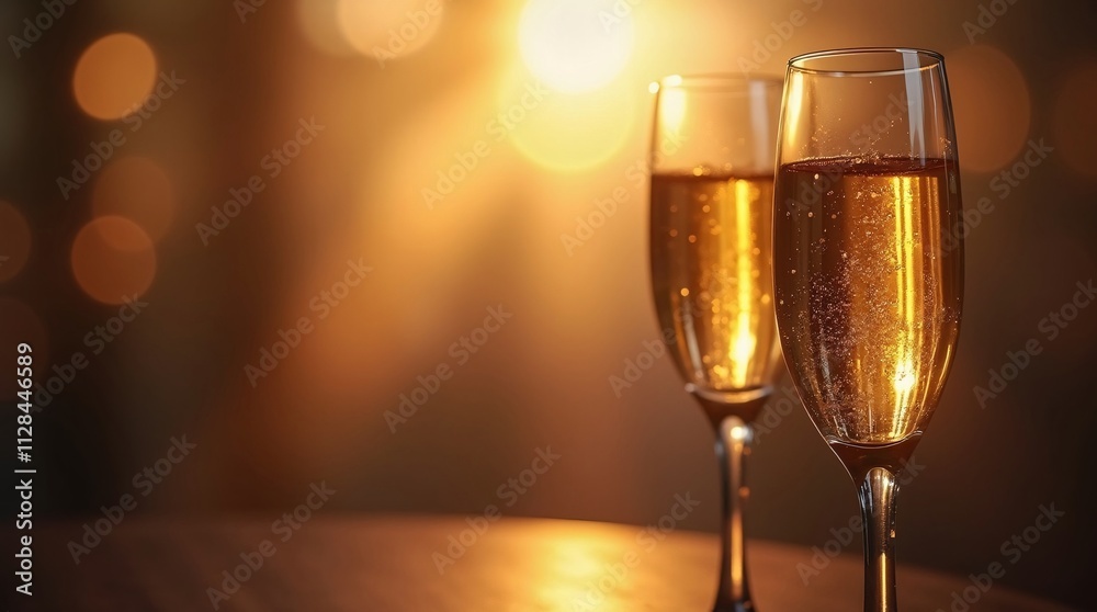 glasses of champagne with bookeh effect glasses of champagne with bookeh effect