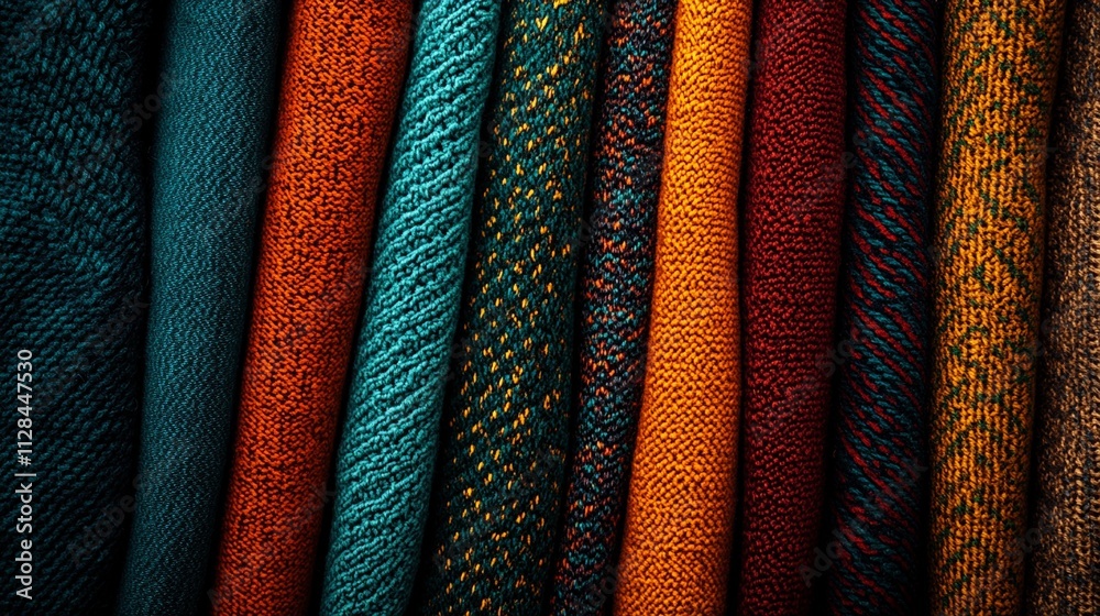 Collection of raw knitted materials showcasing texture, softness, and craftsmanship Collection of raw knitted materials showcasing texture, softness, and craftsmanship