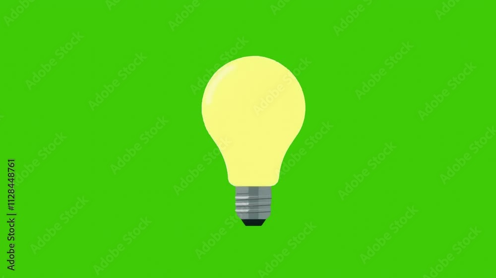 3d animation of a light bulb on isolated on a green screen 3d animation of a light bulb on isolated on a green screen