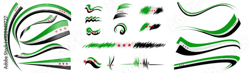syria flag set elements, vector illustration on a white background