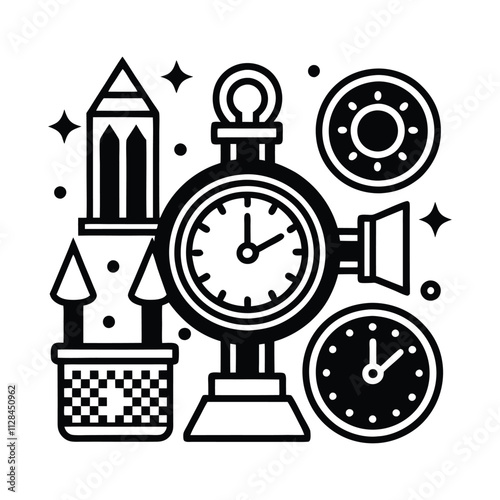 clock and house