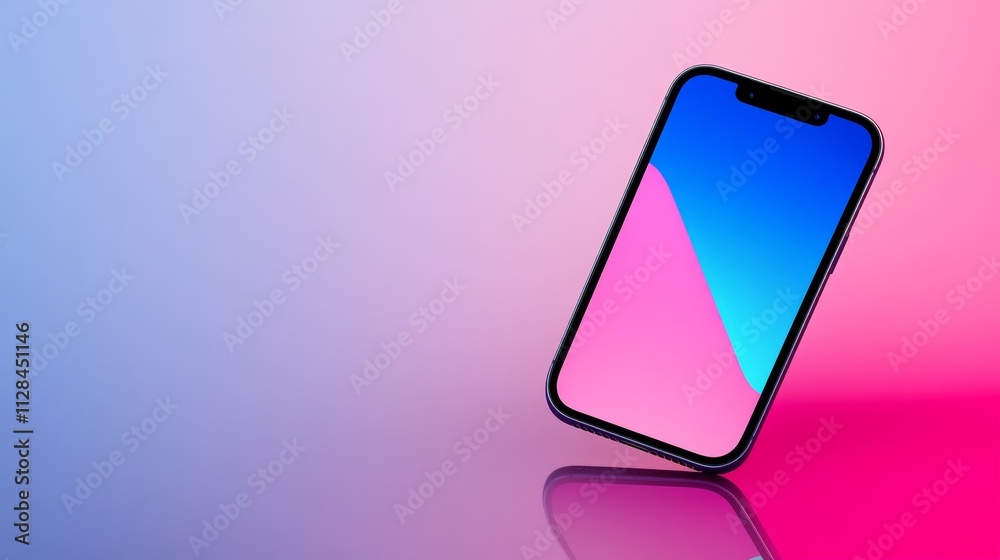 Phone with a pink and blue background Phone with a pink and blue background