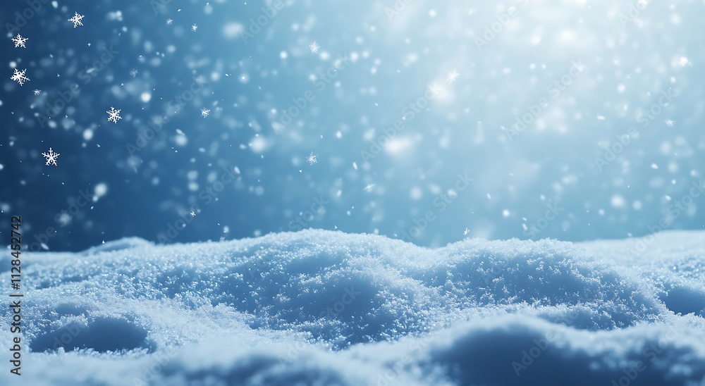 A blue winter background with falling snowflakes A blue winter background with falling snowflakes