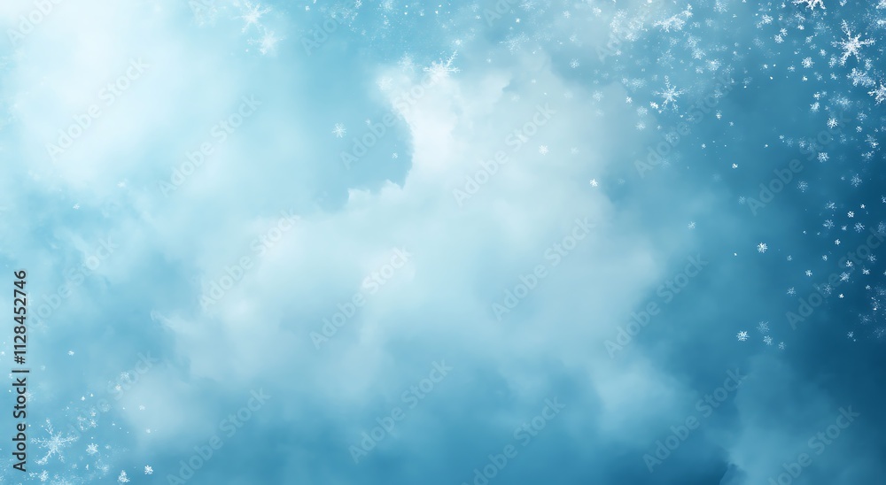 A blue winter background with falling snowflakes A blue winter background with falling snowflakes