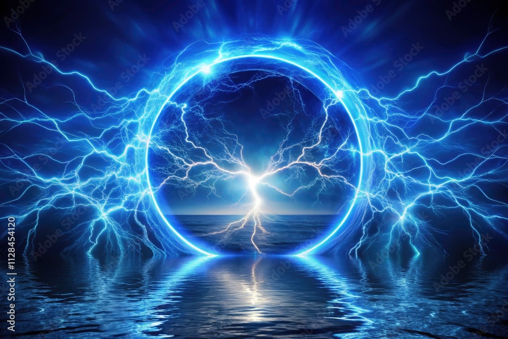Obraz premium Macro Blue Lightning Music Equalizer Waves Frame - Abstract Sound Visualization