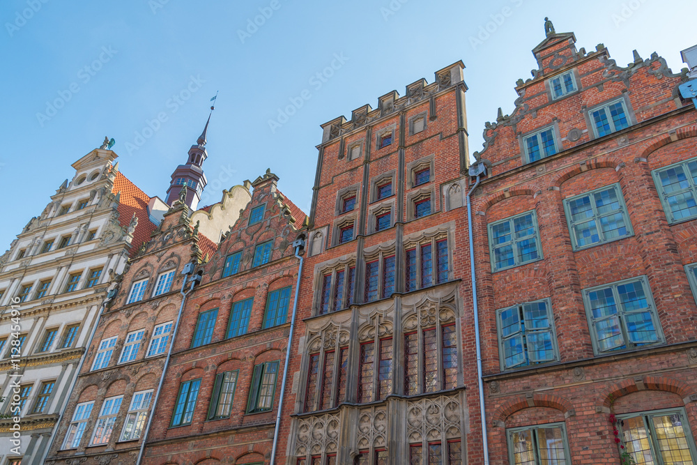 Beautiful historical buildings in the city center. Old Town, Gdansk, Poland. Architecture details. Beautiful historical buildings in the city center. Old Town, Gdansk, Poland. Architecture details.