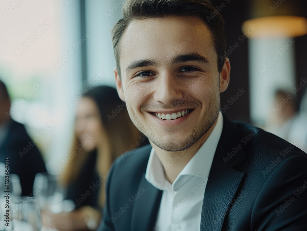 Fototapeta premium Smiling Businessman in Restaurant