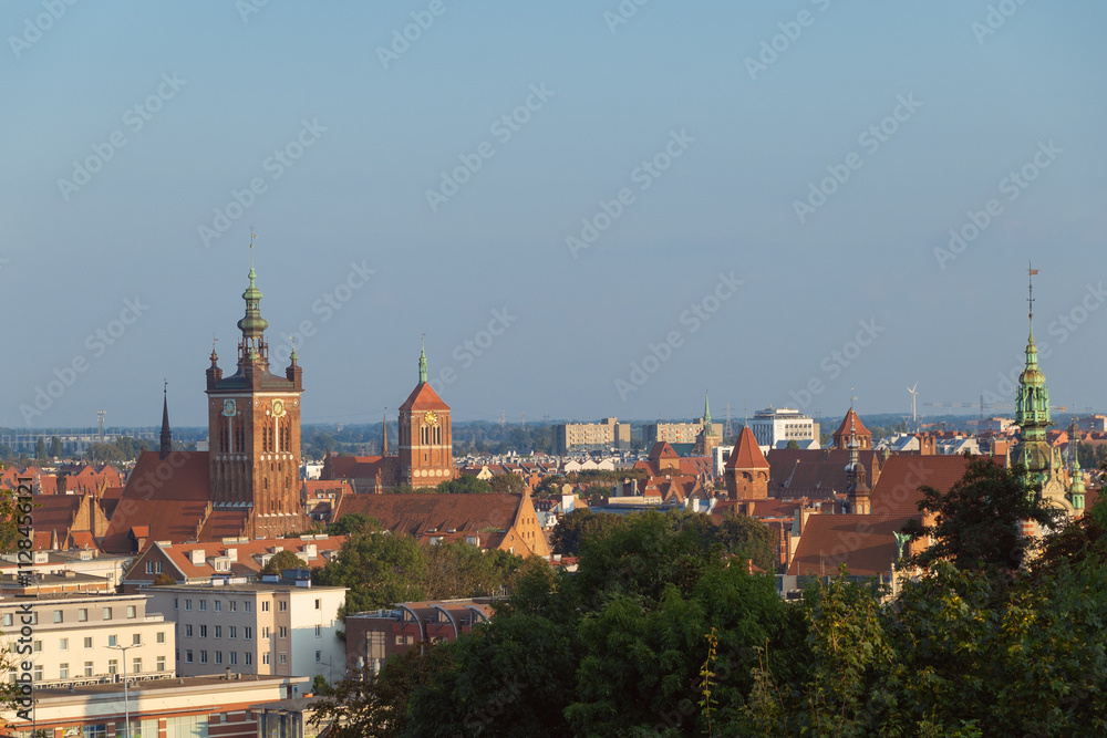 View of Gdansk at sunset. Panorama of the city. View of Gdansk at sunset. Panorama of the city.