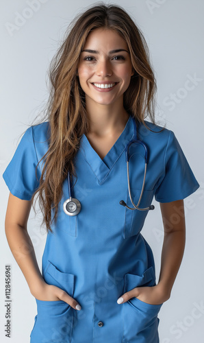 Nurse Smiling On White Back...