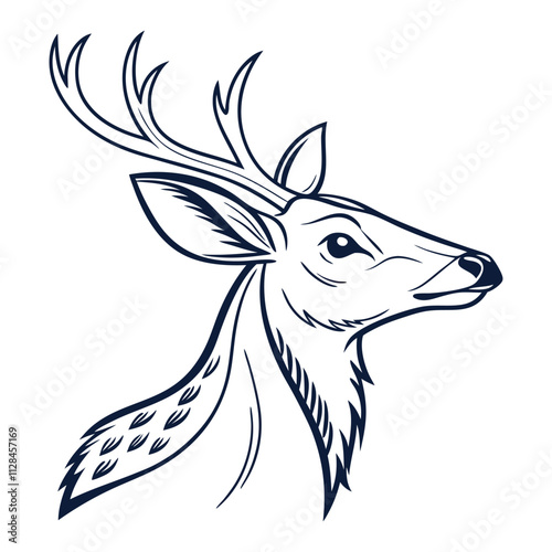 Elegant line art drawing of a deer head