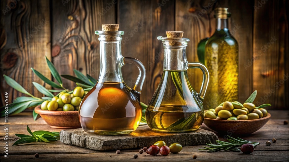 Olive Oil Vinegar Bottles Still Life Photography - Rule of Thirds Composition Olive Oil Vinegar Bottles Still Life Photography - Rule of Thirds Composition