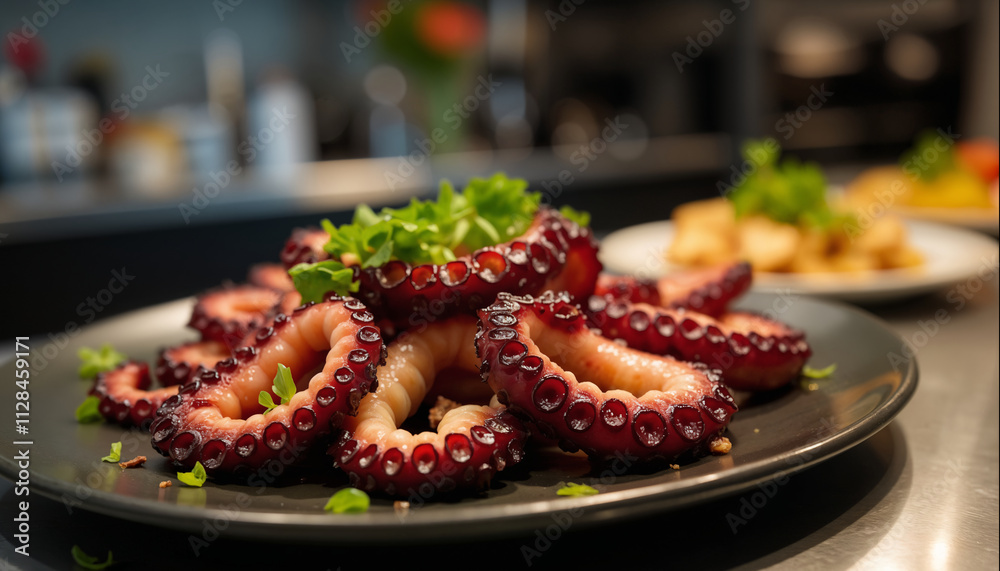 wallpapers A beautifully plated octopus dish garnished with fresh herbs. Perfect for gourmet dining and seafood lovers. AI generated. wallpapers A beautifully plated octopus dish garnished with fresh herbs. Perfect for gourmet dining and seafood lovers. AI generated.