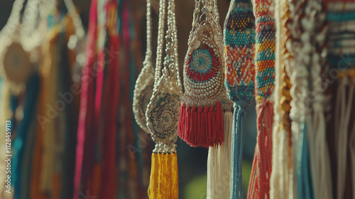 Wallpaper Mural Vibrant macramé designs featuring intricate patterns and colorful tassels Torontodigital.ca