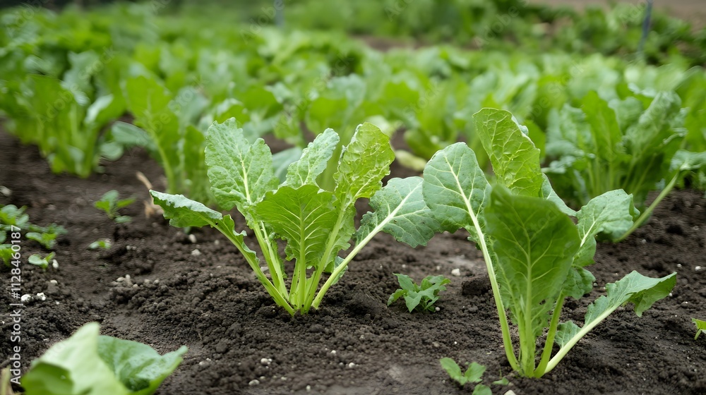 Obraz premium Celtuce plants growing outside
