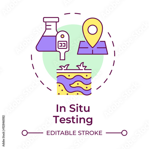 In situ testing multi color concept icon. Real time data on soil behavior. Geotechnical exploration. Round shape line illustration. Abstract idea. Graphic design. Easy to use in article