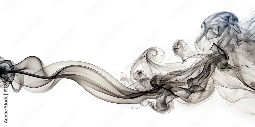 Fototapeta premium Smoke Line Art: Cosmetics Design Element, Elegant Outline Sketch, Isolated, Abstract, Beauty, Graphic, Illustration