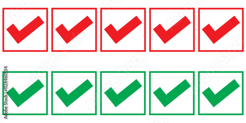  tick icon, check mark set. Vector illustration