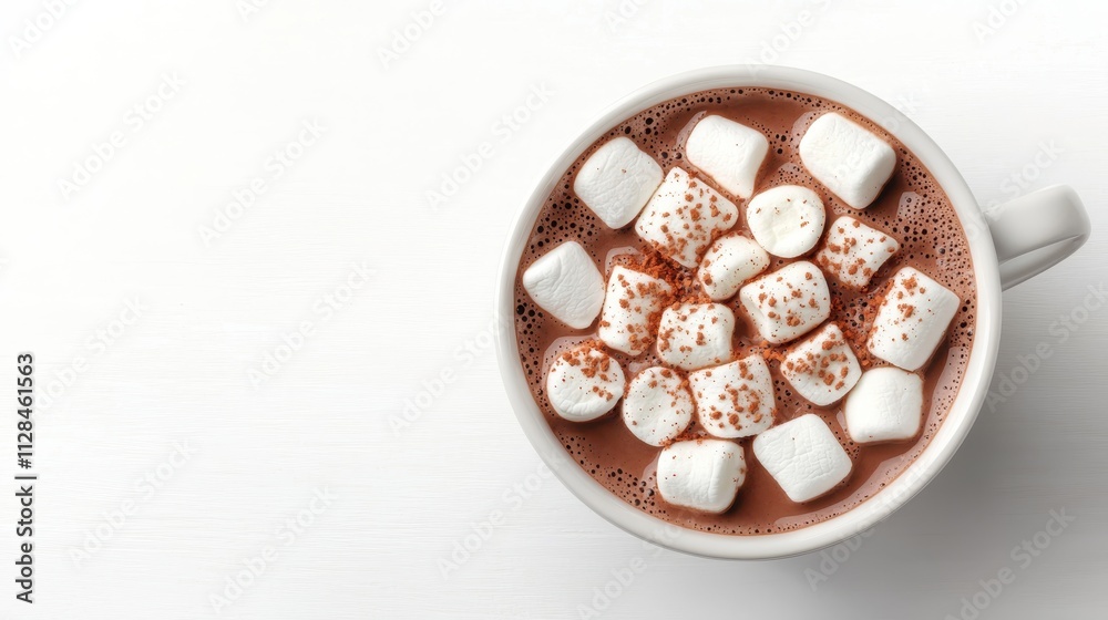 A cozy cup of hot chocolate topped with fluffy marshmallows, perfect for warming up on a chilly day. A cozy cup of hot chocolate topped with fluffy marshmallows, perfect for warming up on a chilly day.