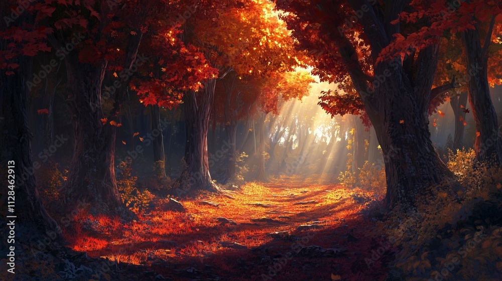 Sunlit Morning Autumn fantasy Forest art Sunlit Morning Autumn fantasy Forest art