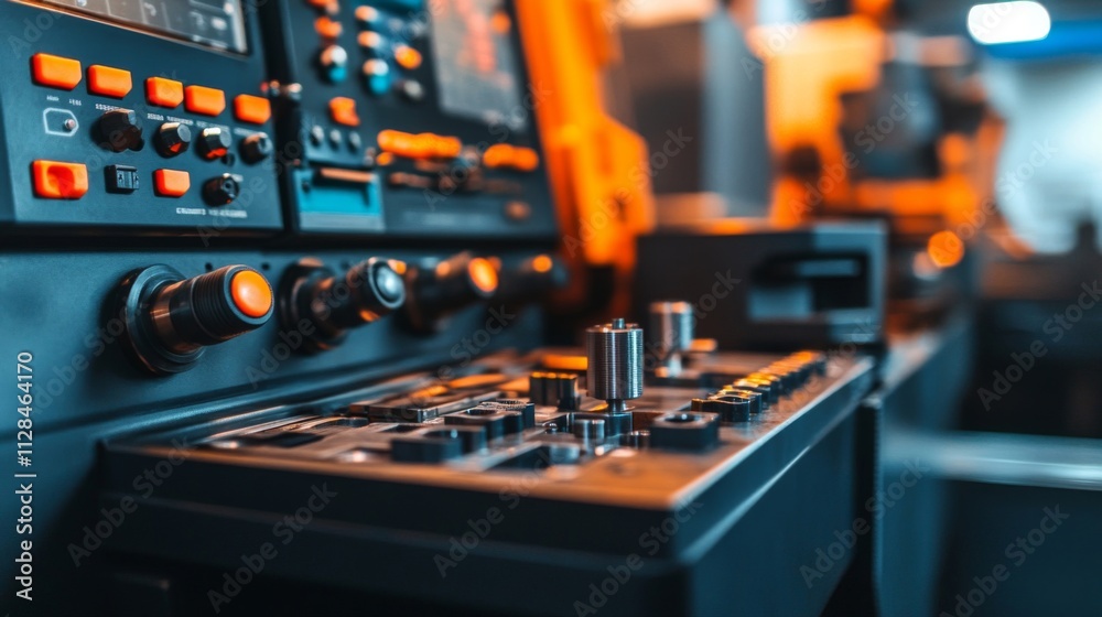 Fototapeta premium Industrial Machine Control Panel Close Up View