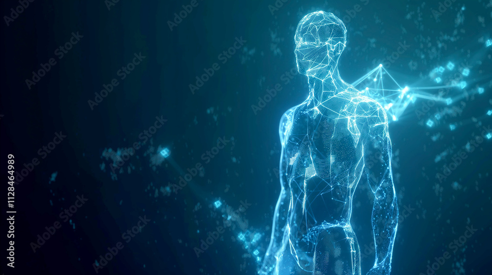 Glowing Hologram Displaying the Human Body in Digital Technology Glowing Hologram Displaying the Human Body in Digital Technology