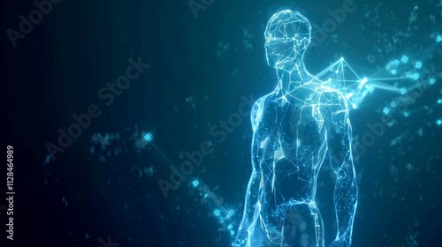 Glowing Hologram Displaying the Human Body in Digital Technology