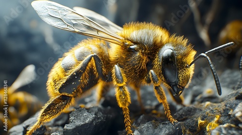 Beautiful colorful summer spring natural flower background. Bees working on a bright sunny day with beautiful bokeh	
